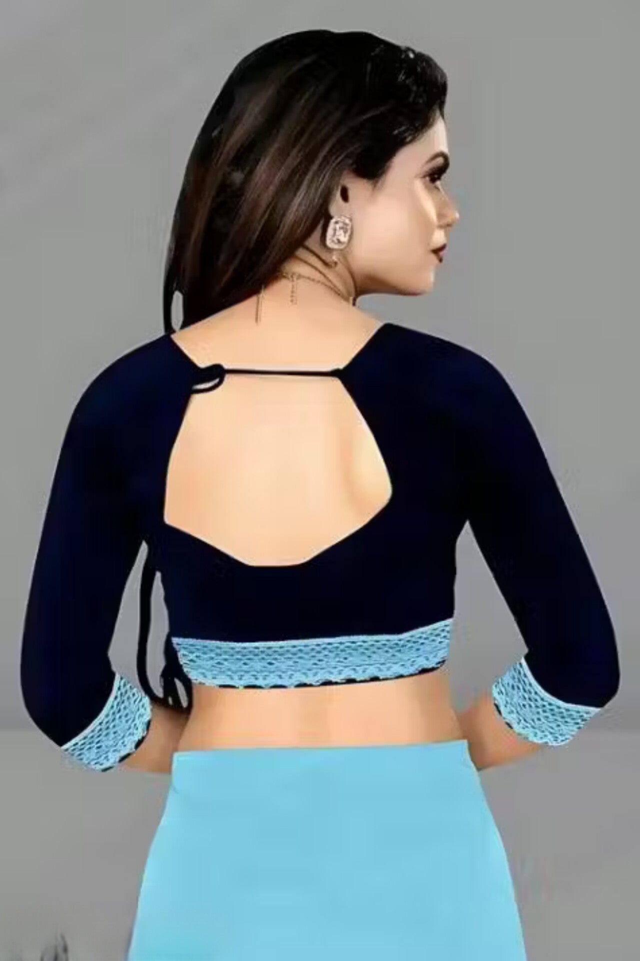 Beautiful Firozi Georgette Embroidered Saree ✨