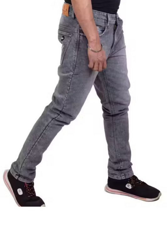Comfortable Party/Casual Wear Full Length Cotton Jeans For Men Fashion(Grey Knitts)
